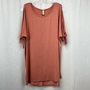 Mai Soli Womens Shift Dress Rose Stretch Scoop Neck Half Sleeve Tie Size XL New